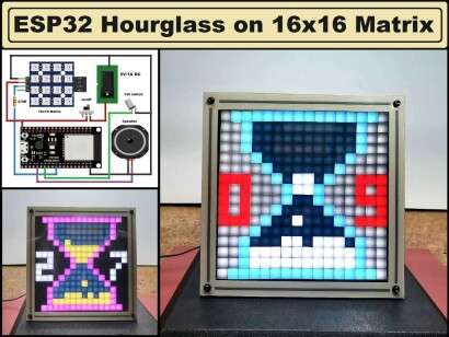 Dynamic LED Hourglass with Sound Effects  ESP32 and 16x16 Color Matrix Tutorial