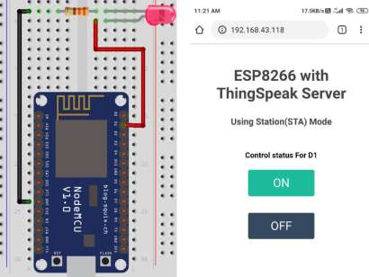 LED Control via Thingspeak server using NodeMCU (ESP8266)