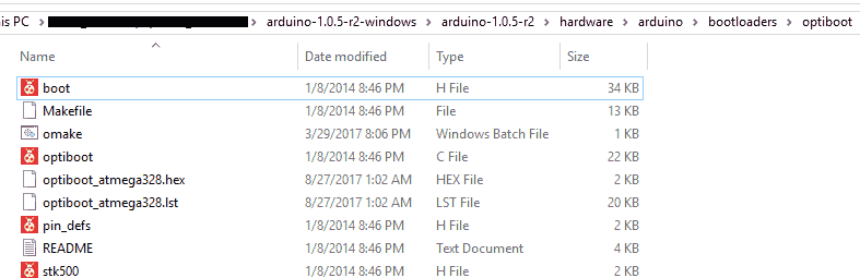 Arduino boot file location